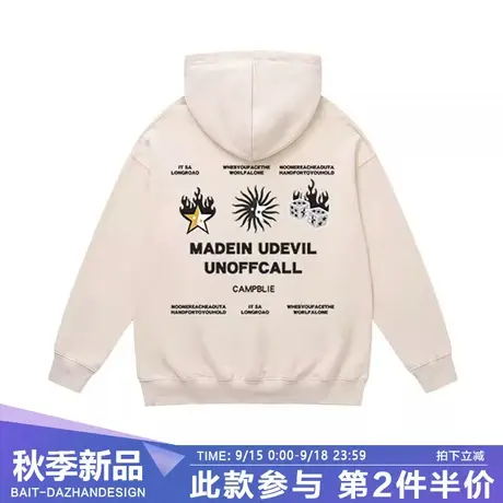 欧美复古vintage设计感小众卫衣男街头潮牌休闲oversize连帽外套商品大图