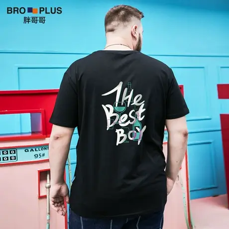 胖哥哥纯棉大码短袖男加肥加大宽松青春潮流胖子运动半袖男士T恤图片