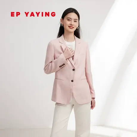 EP YAYING雅莹女装 浅色亚麻收腰西装外套女 2024春装新款1112A商品大图