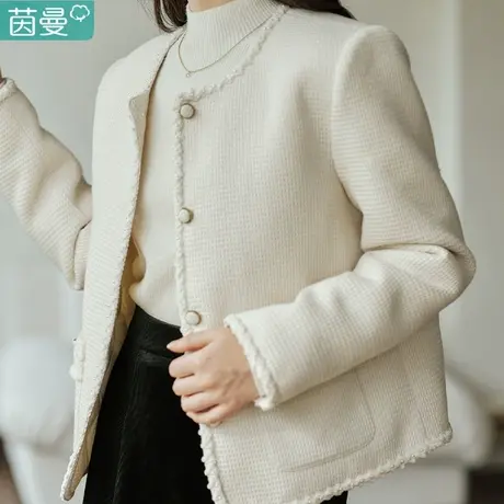 茵曼小香风短款轻薄款羽绒服女2024年秋季新款气质棉衣外套高级感图片