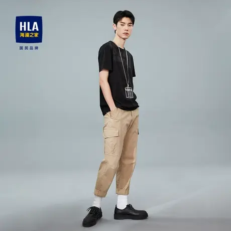 HLA/海澜之家舒适休闲短袖T恤圆领亲肤含新疆棉丝光工艺上衣男夏图片