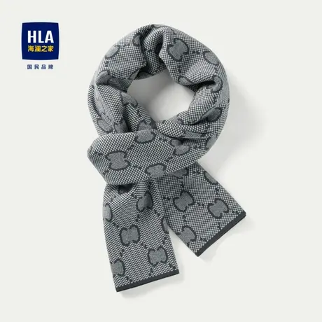 HLA/海澜之家满身花纹围巾2023新款保暖情侣款商务休闲围巾男女商品大图