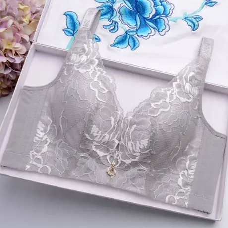 内衣女无钢圈无海绵文胸大码薄款透气夏季超薄聚拢性感收副乳胸罩图片