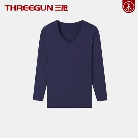 三枪男士保暖上衣莫代尔棉无痕秋衣男单件密棉薄绒打底衫青年V领商品大图