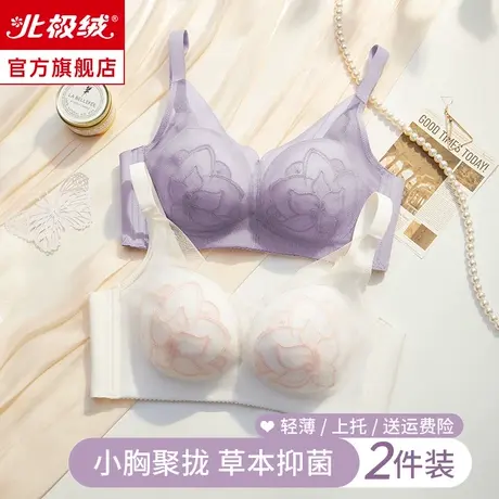 内衣女小胸聚拢显大上托防下垂收副乳透气无钢圈蕾丝少女文胸罩商品大图