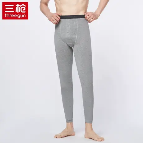 三枪男士秋冬棉质睡裤弹力薄款纯色家居裤防寒修身透气保暖裤长裤图片