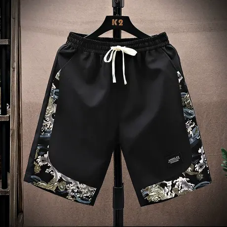 国潮印花运动短裤男士夏季潮流外穿中国风宽松百搭大码休闲五分裤商品大图