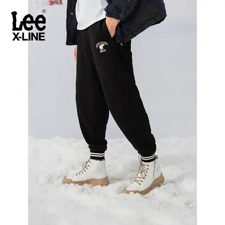 【直播间专享秒杀】LeeXLINE秋冬抓绒黑色男女同款针织卫裤休闲商品大图