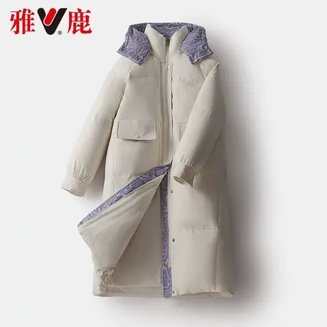 雅鹿羽绒服女中长款2022冬季新款休闲宽松面包服时尚连帽品牌外套商品大图