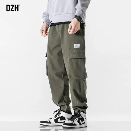 男士军绿色束脚工装裤男宽松潮牌秋季大口袋裤子休闲裤2023年新款商品大图