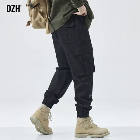 男士美式黑色工装裤秋季男束脚裤男裤2023新款潮牌裤子男款登山裤商品大图
