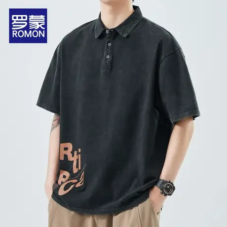 罗蒙夏季Polo衫男短袖t恤男士半袖上衣潮牌2025新款休闲体恤男装商品大图