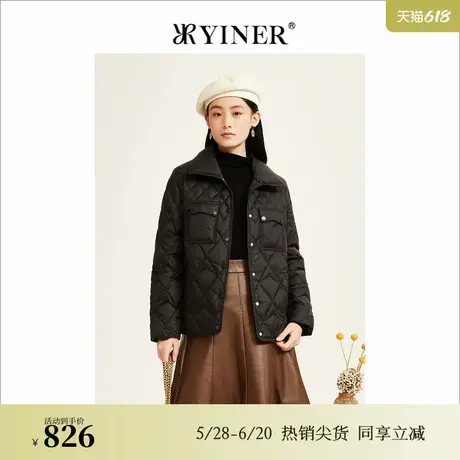 YINER音儿专选女装冬季复古Polo领时尚羽绒服商品大图