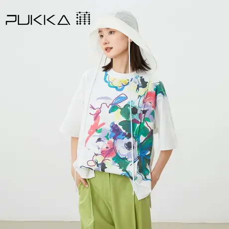 蒲PUKKA 原创设计女装2023夏季新品秀场同款印花限量宽版圆领T恤商品大图