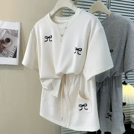 夏装搭配一整套运动休闲套装女宽松短袖T恤半身裙短裤薄款两件套商品大图