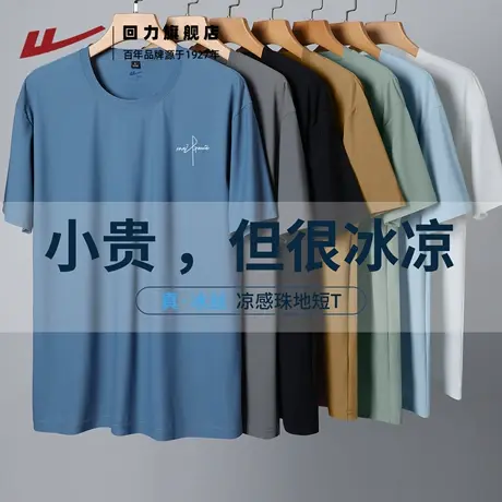 回力冰感珠地棉t恤男士短袖夏季2025新款潮牌青少年运动速干衣男H商品大图
