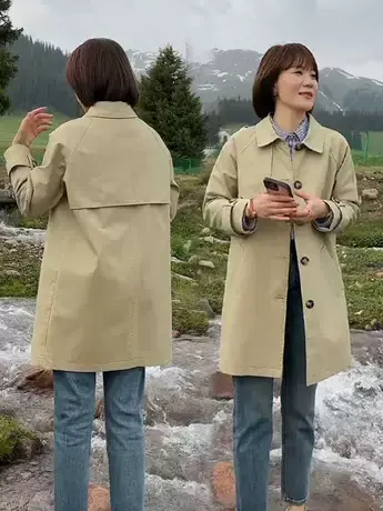 英伦风中长款风衣女2023秋季新款气质宽松显瘦小个子休闲通勤外套商品大图