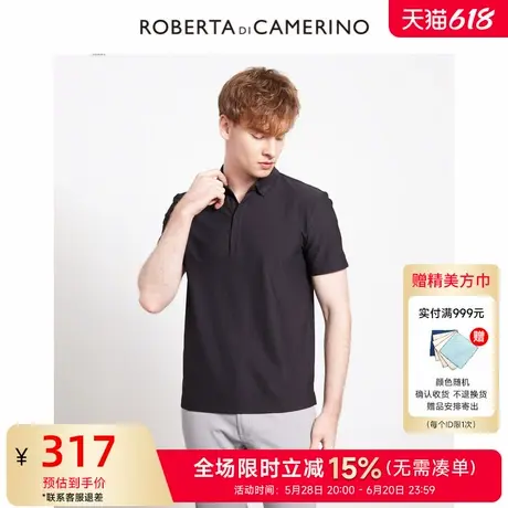 [时尚都市]ROBERTA诺贝达男装男士短袖POLO衫夏季新款纯色T恤男商品大图