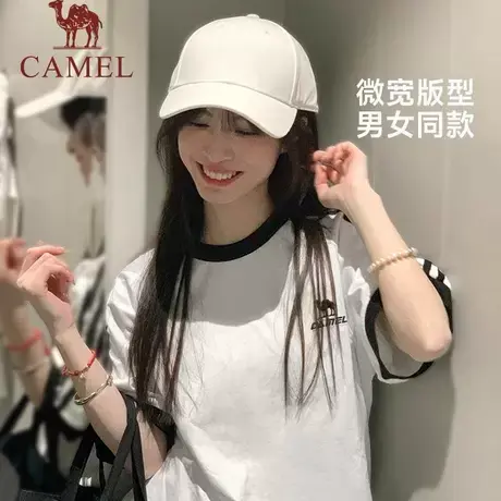 骆驼女装圆领短袖T恤2025夏季新款情侣宽松复古运动休闲上衣男商品大图