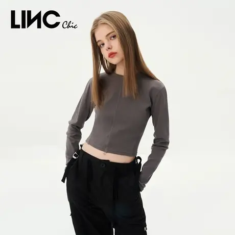 LINCCHIC金羽杰t恤女2023新款简约修身机能感长袖T恤女S231FK109Y商品大图
