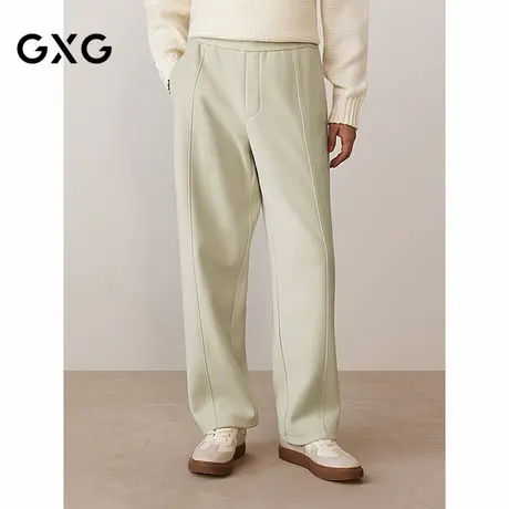 GXG男装 斜纹针织弯刀裤简约休闲裤通勤男直筒长裤 2025秋季新品商品大图