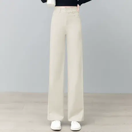 拉夏贝尔高腰垂感休闲窄版阔腿裤西装裤女2025新款秋季宽松直筒裤商品大图