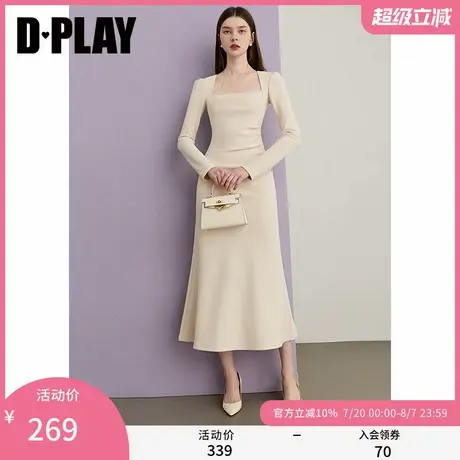 DPLAY2025秋季新款白色连衣裙女长款法式礼服裙子生日裙鱼尾长裙商品大图