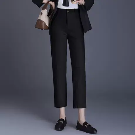 时尚九分烟管裤女秋季2025新款高腰通勤显瘦小直筒西装裤子休闲裤图片