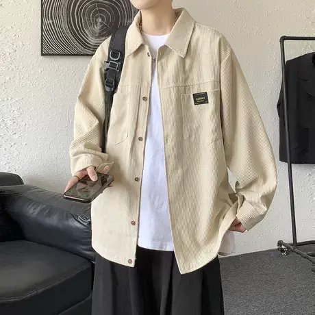 灯芯绒衬衫式外套男秋季新款潮牌港风宽松痞帅长袖衬衣男生上衣服商品大图