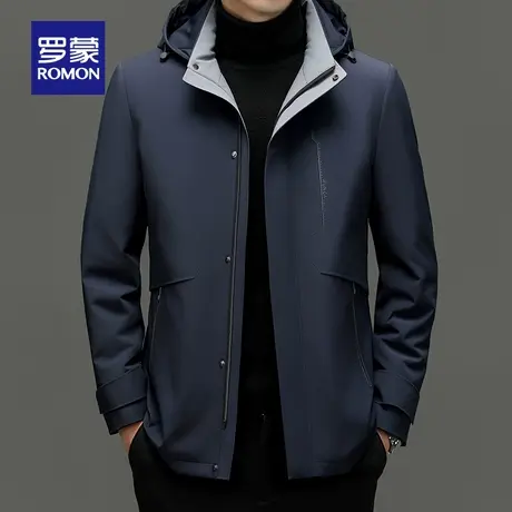 【鹅绒一衣三穿】罗蒙羽绒服男士中长款2025冬季商务休闲保暖外套商品大图