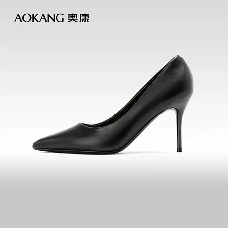 奥康女鞋 春季新款法式简约大气尖头高跟鞋细跟女士宴会单鞋商品大图