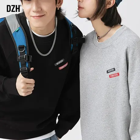 情侣重磅卫衣外套春秋款美式潮牌圆领长袖上衣休闲情侣装2023新款商品大图