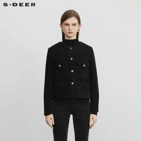 sdeer圣迪奥女装小香风圆领毛呢短款外套S224Z2220商品大图
