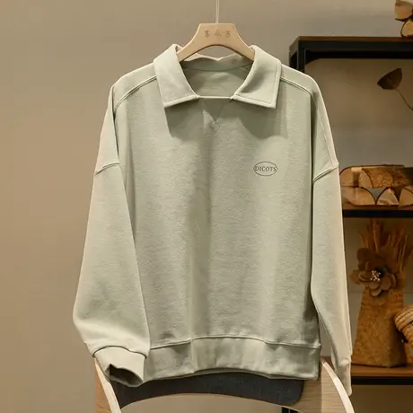 享永子翻领棉质T恤女宽松显瘦百搭休闲上衣卫衣POLO衫2023新款秋商品大图