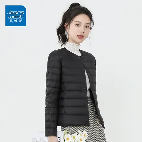 真维斯轻薄羽绒服女2022新款内胆内穿品牌薄款外搭圆领短款外套潮商品大图