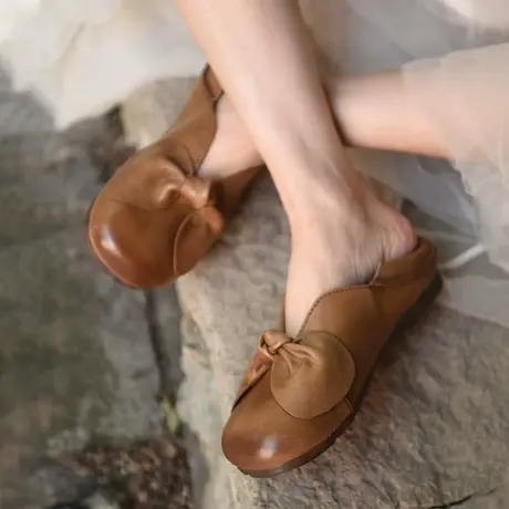 Artmu阿木复古森系蝴蝶结单鞋女两穿平底女鞋软底豆豆鞋2023新款商品大图