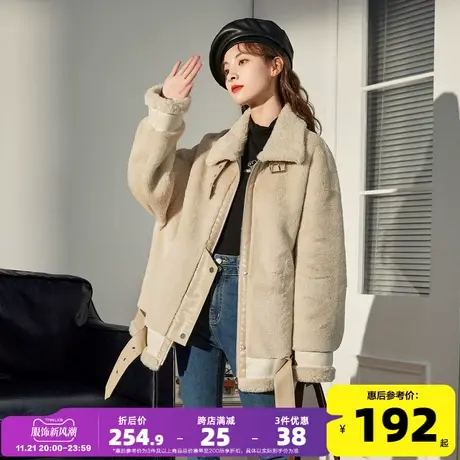 唐狮秋冬新款外套女仿兔毛机车服时尚百搭仿皮草短款美拉德上衣厚图片