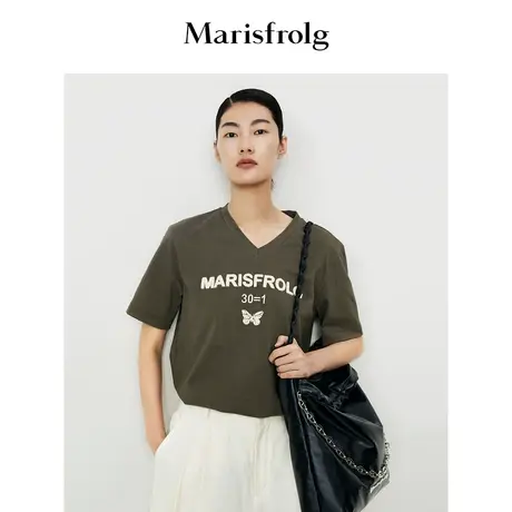 【30周年限定】玛丝菲尔夏季新款时尚毛巾绣蝴蝶logo纯棉短袖T恤商品大图