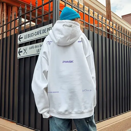 国潮oversize卫衣男春季国潮潮流连帽潮牌加肥加大情侣宽松外套商品大图