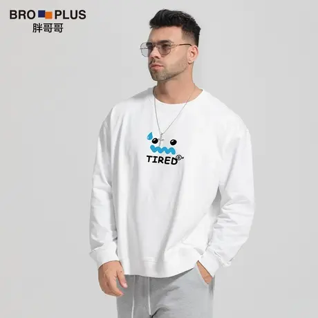 胖哥哥卫衣男大码男装加肥加大纯棉圆领时尚潮流胖子打底衫秋季款商品大图