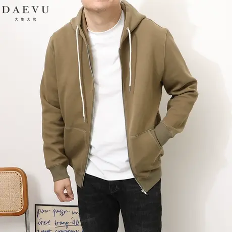 DAEVU春秋新款简约日韩系大号潮胖子加肥加大码男款连帽开衫卫衣商品大图