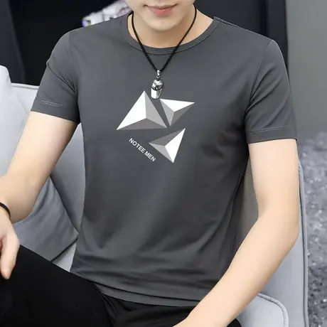 莫代尔夏季短袖t恤男ins潮流百搭冰丝冰感圆领半袖男生上衣服体恤商品大图