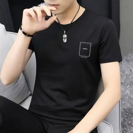 莫代尔夏季t恤男士短袖2024新款圆领上衣服潮流修身冰丝冰感半袖商品大图