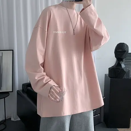 ins港风潮牌长袖卫衣男士T恤秋季设计感高街宽松打底衫秋装上衣服图片