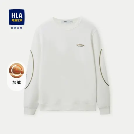 HLA/海澜之家加绒卫衣23秋冬新远红外智慧绒加厚圆领微弹保暖男士图片