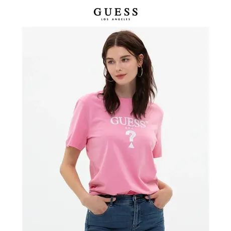 GUESS男女同款经典logo宽松纯棉圆领短袖正肩T恤上衣MN2K9412K商品大图