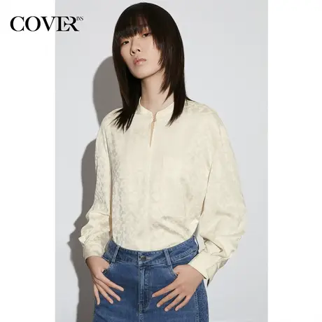 COVER2023春季新中式几何提花立领衬衫图片