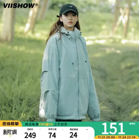 VIISHOW连帽仿羊羔绒棉衣男冬季加绒加厚棉服宽松双面穿工装外套图片