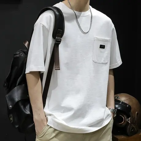 重磅300g短袖t恤男士夏季宽松大码男装潮牌24新款竹节棉体恤男款商品大图