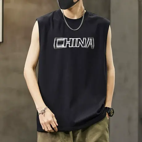 夏季无袖坎肩背心T恤男士男装夏装2024新款纯棉全棉内搭衣服男款商品大图